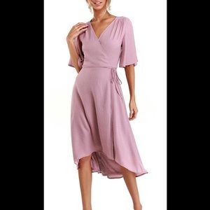 Lulu’s Farah Mauve Midi Wrap Dress
